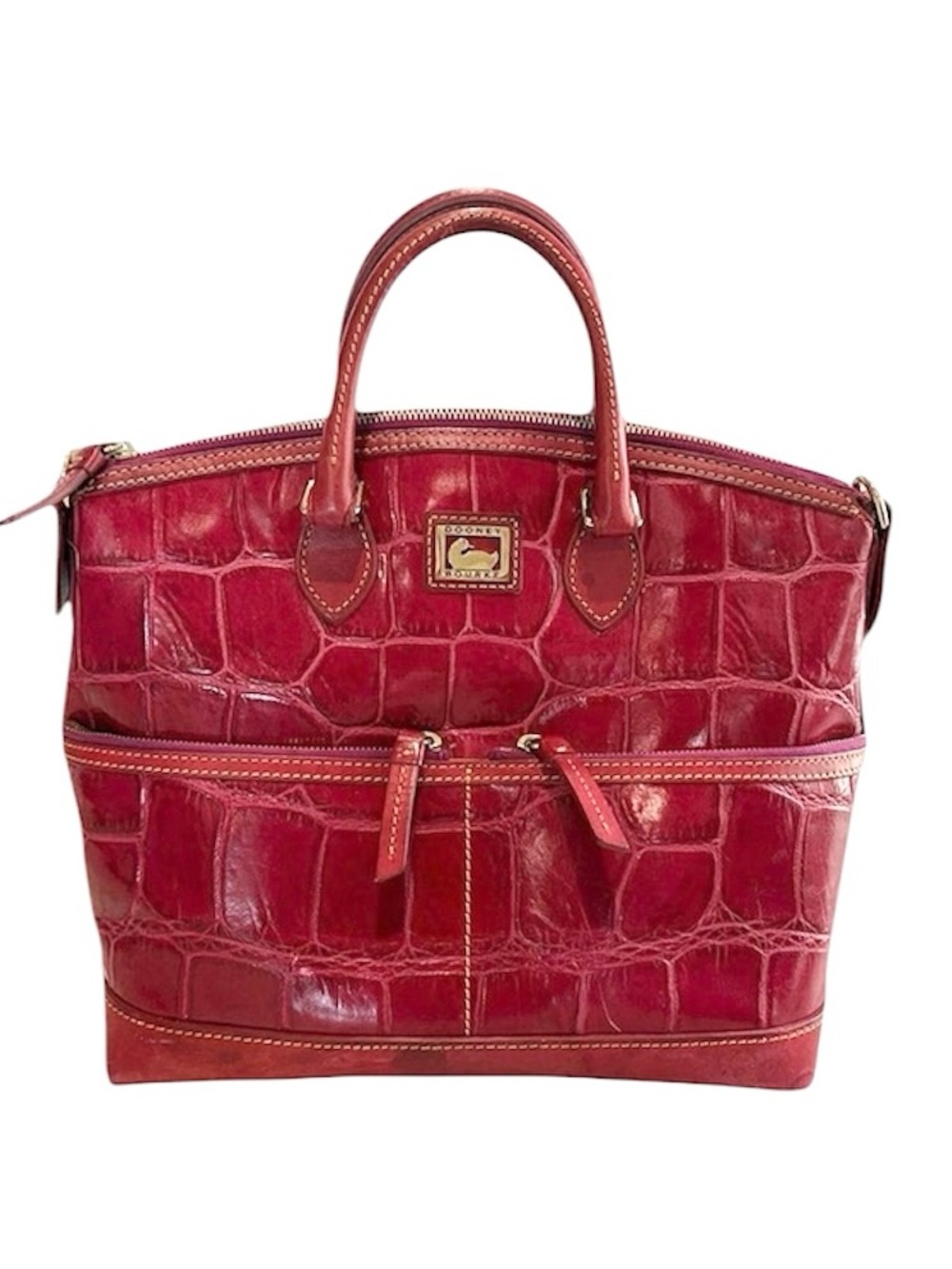 Dooney & Bourke Red Croc-Embossed Tote Satchel